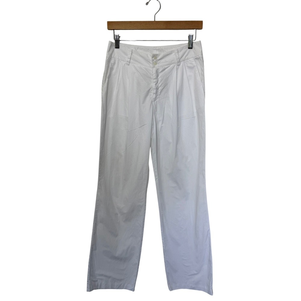 Missoni Womens White Solid Pleated High Rise Straight Leg Trousers Size 40